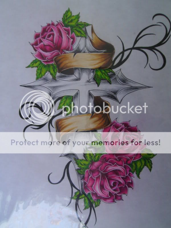 Tattoos Of Roses And Crosses. rose tattoos for men.